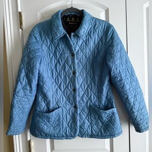 Barbour Women's Shaped Flyweight Quilt Short Jacket, size 8, blue